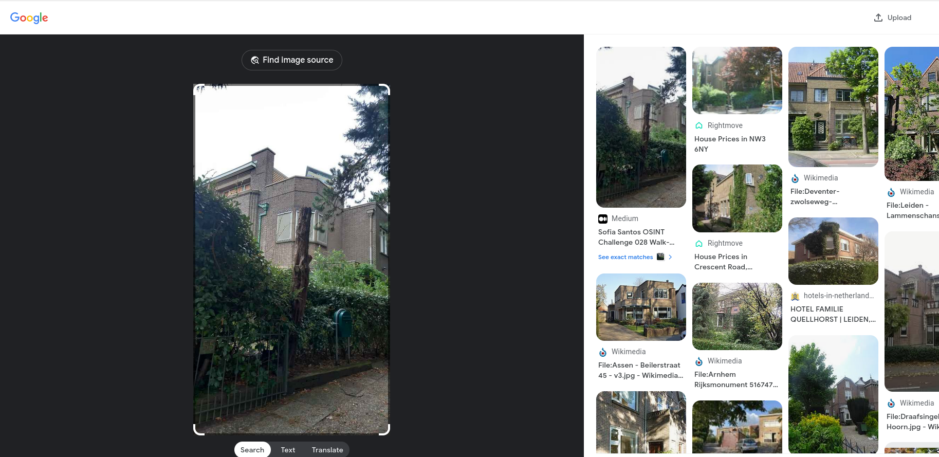 Google reverse image search